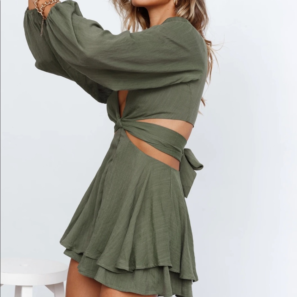 Forest green Hello Molly romper. brand new never worn